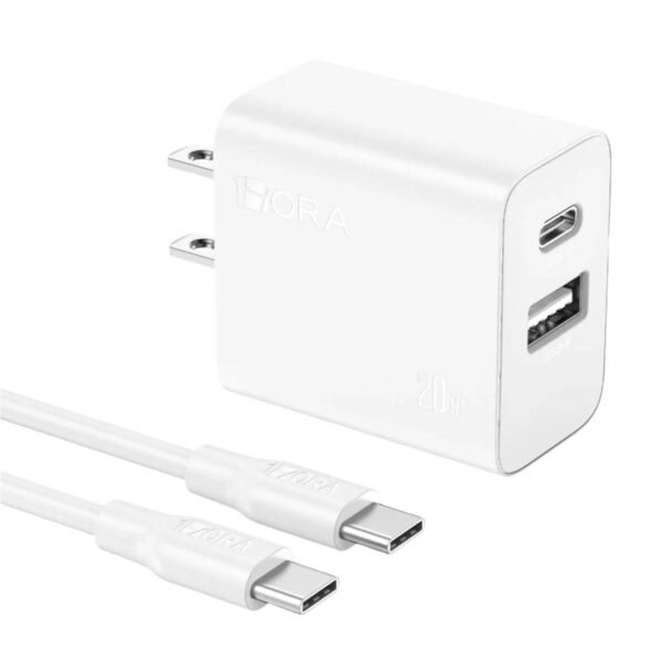 1HORA 20W Charger Dual U+C +Type-C to Type-C Cable - Image 2